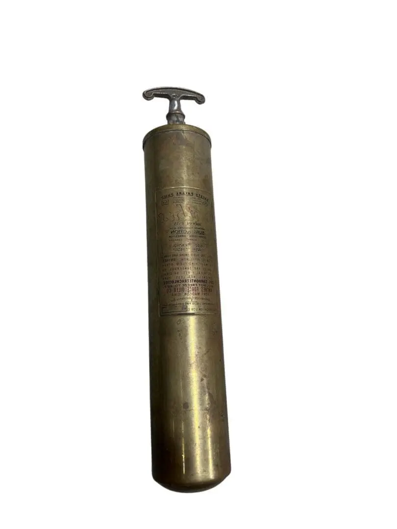 The Anthes Fire Extinguisher – Solid Brass on a white background.