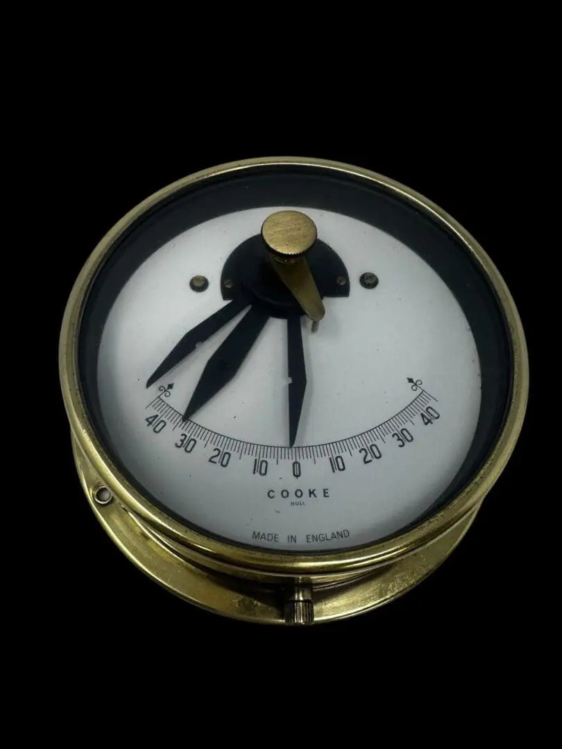 A close up of the compass on a black background