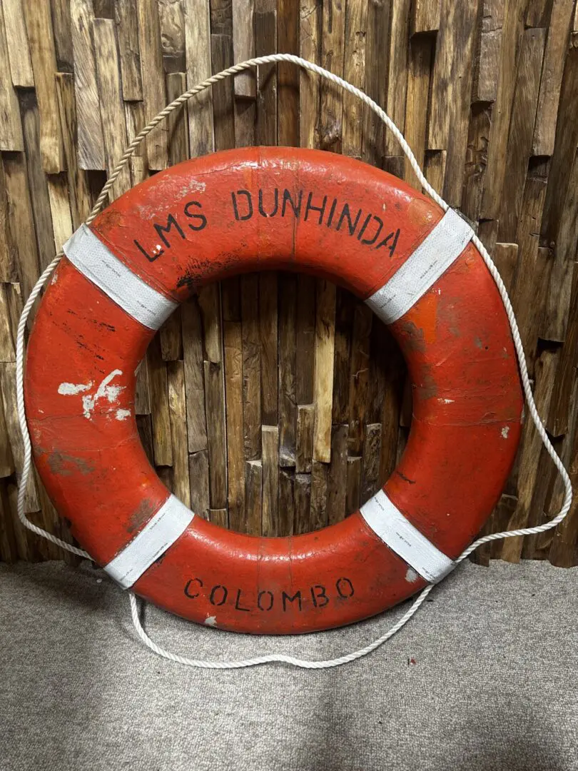 Red life preserver from the LMS Dunhinda.